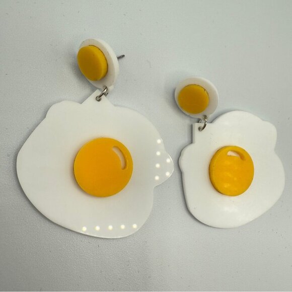Fried Egg Earrings - Pierced Acrylic Earrings - Picture 3 of 8